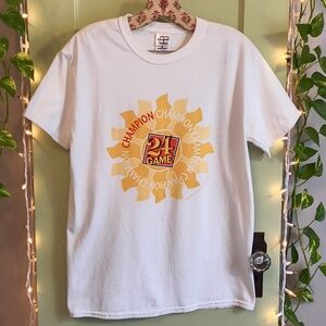 Men's Gildan Ultra Cotton Crisp White 24 Game Champion 🏆 T-shirt M